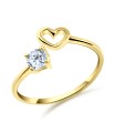 Heart and Round CZ Silver Ring NSR-505